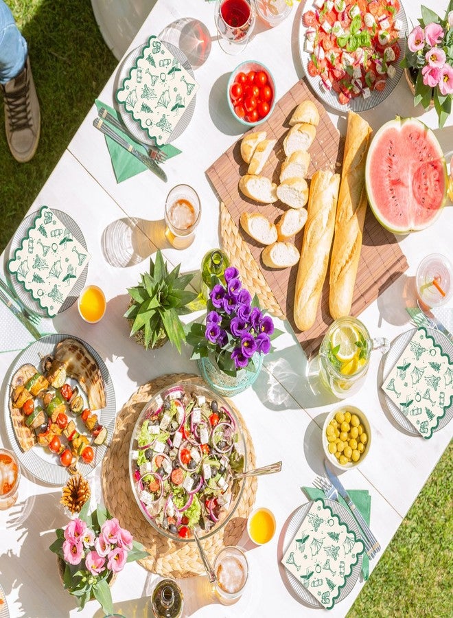 JarThenaAMCS مناديل ورقية خضراء للاستخدام مرة واحدة من JarThenaAMCS، 50 قطعة، لحفلات توديع العزوبية، مناسبة للتخييم والغداء، مزينة بحواف مزخرفة، مثالية لحفلات الزفاف وأعياد الميلاد. - Image 5